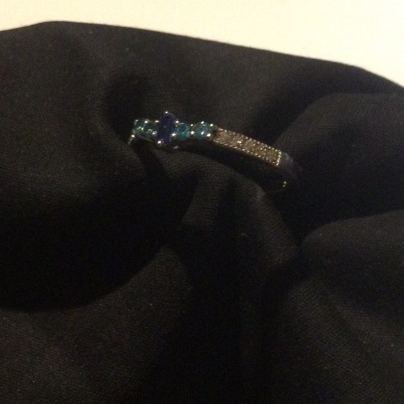 Sterling Silver Blue Spinel and Aqua CZ Ring - Picture 5 of 5